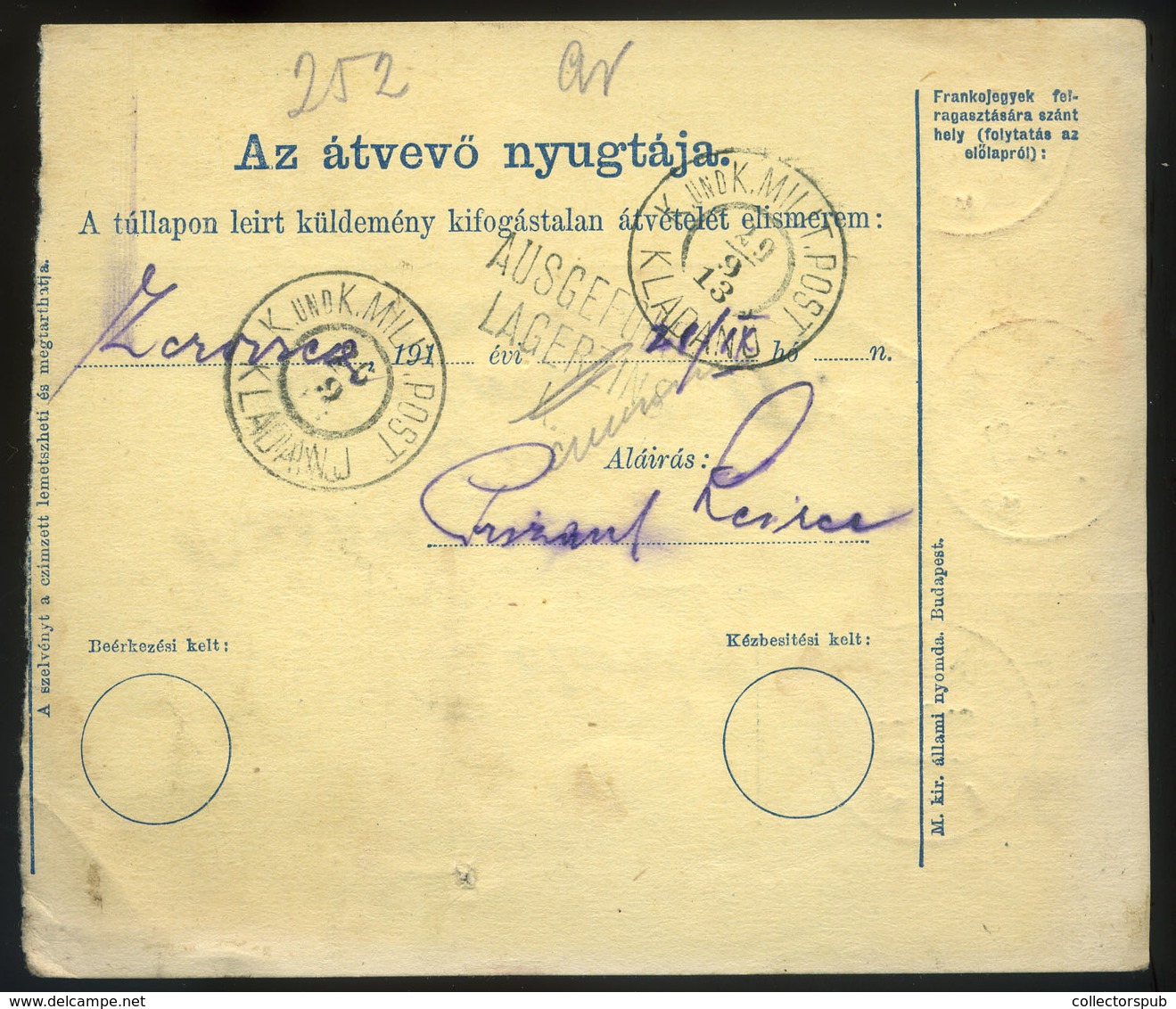 98103 TORONYA / Торунь 1913. Csomagszállító Boszniába, Küldve, Kladanj - Used Stamps