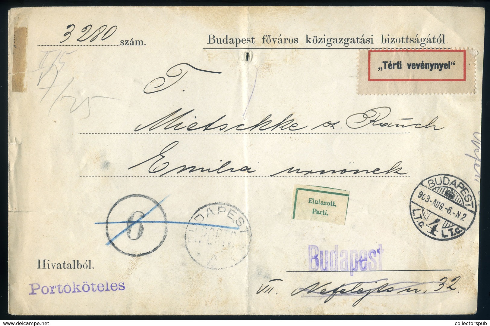 98155 BUDAPEST 1903. Portóköteles, Visszaküldött Tértivevényes Levél , érdekes! - Used Stamps