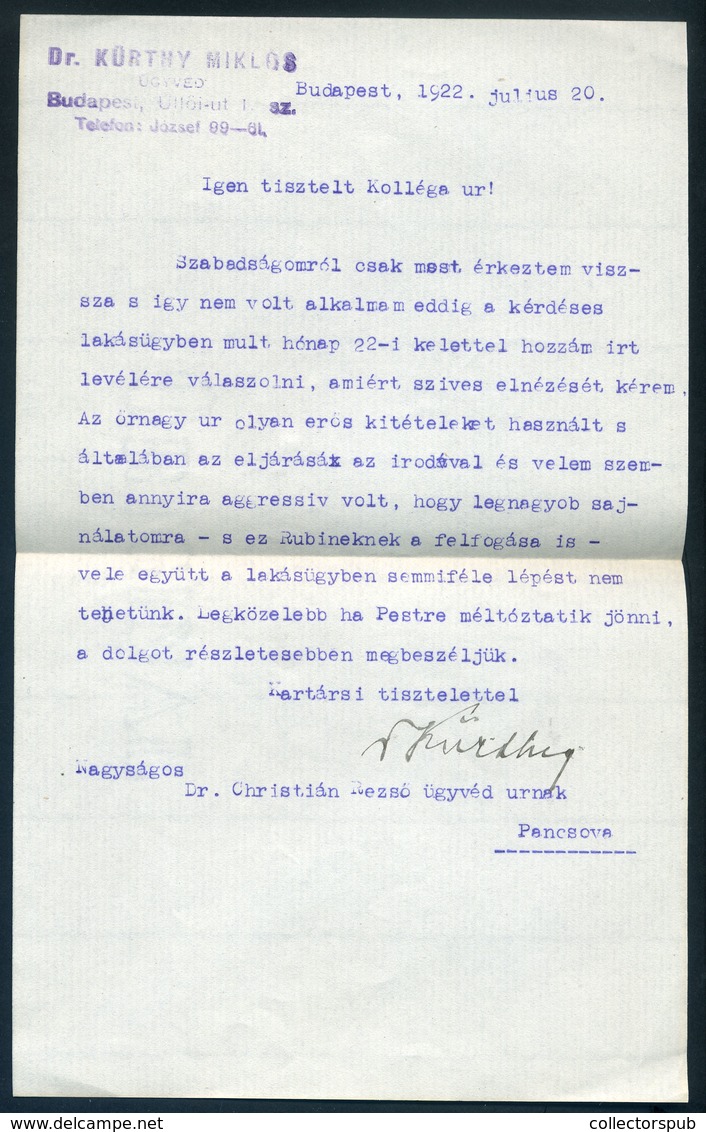98131 BUDAPEST 1922. Levél, Pancsováról, Jugoszláviából Visszaküldve, Kettős Portózással - Other & Unclassified
