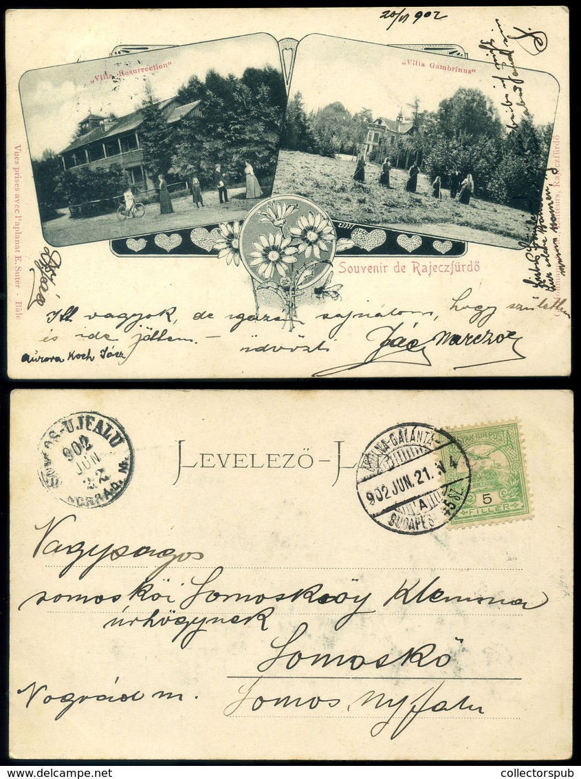 99055 RAJECFÜRDŐ 1902. Régi Képeslap, Szép Mozgóposta Bélyegzéssel - Used Stamps