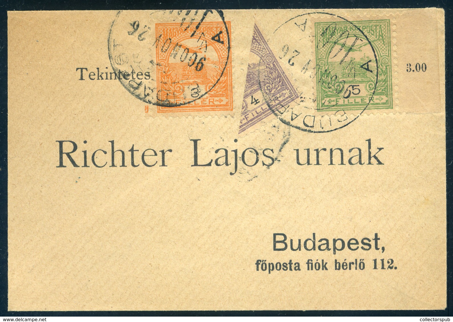 98164 BUDAPEST 1900. Háromszínű, Közte Felezés! Helyi Richter Levél érkezési Bélyegzéssel!  /  1900 3 Color Incl. Halved - Used Stamps