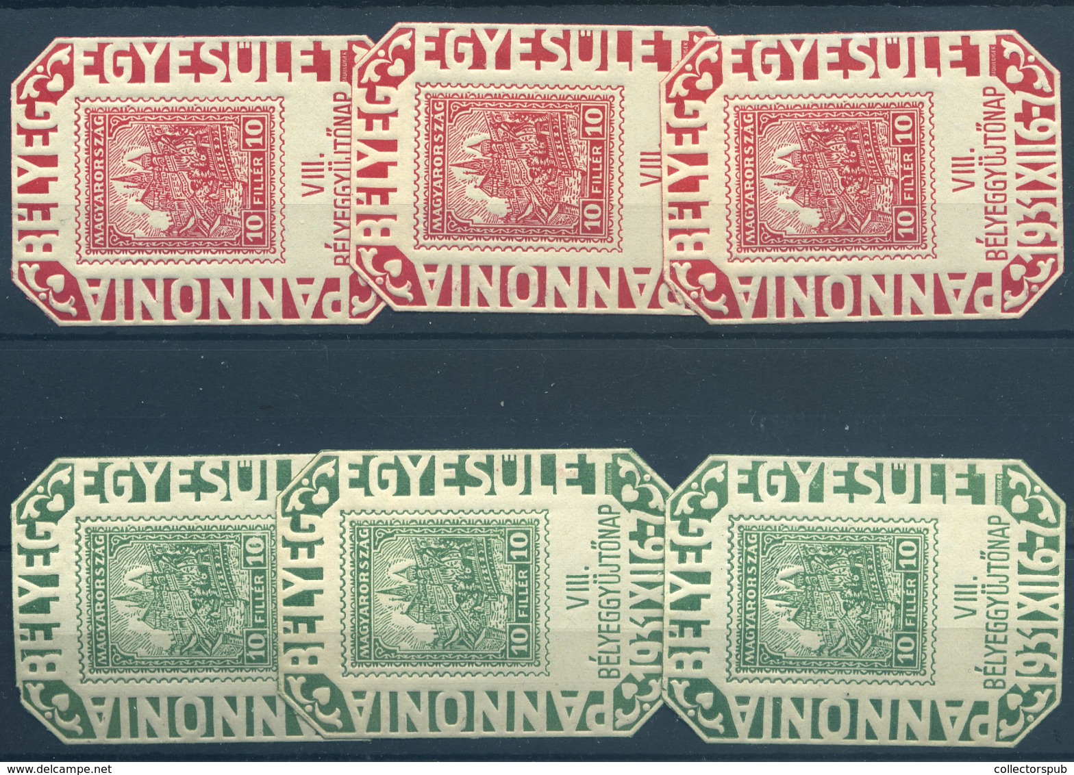 95284 1931. Bélyeggyűjtőnap 6 Db Emlékív - Used Stamps