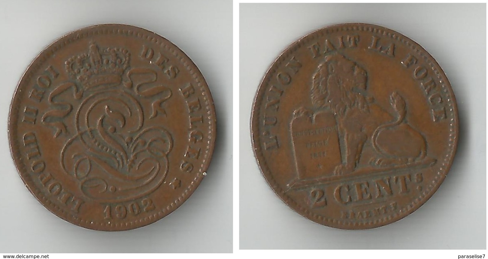 BELGIQUE  2 CENTIMES 1902 - 2 Cent