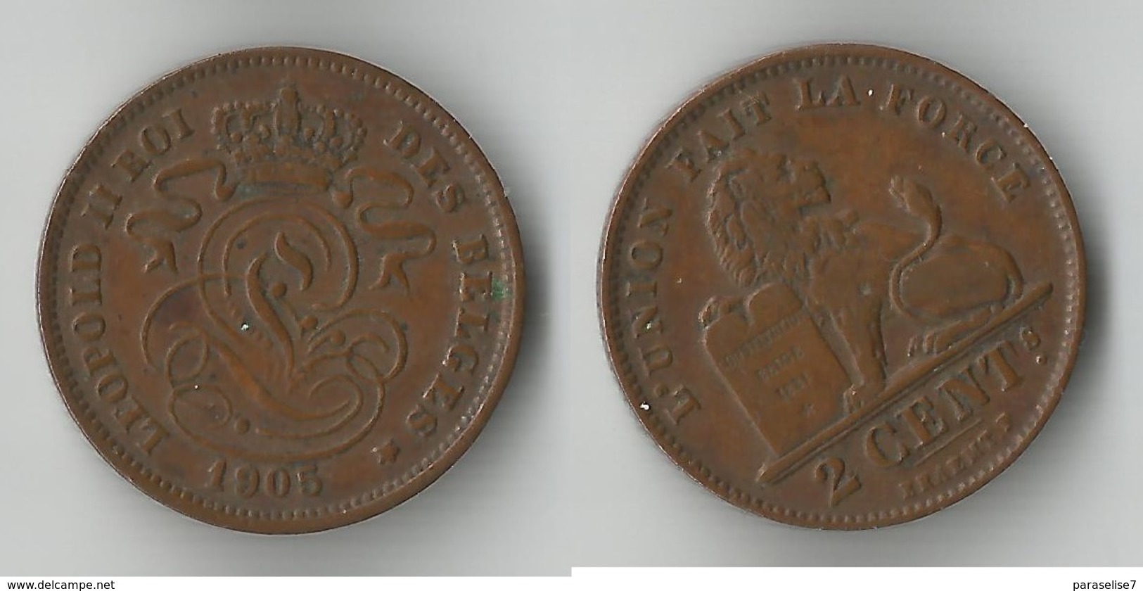 BELGIQUE  2 CENTIMES 1905 - 2 Centimes