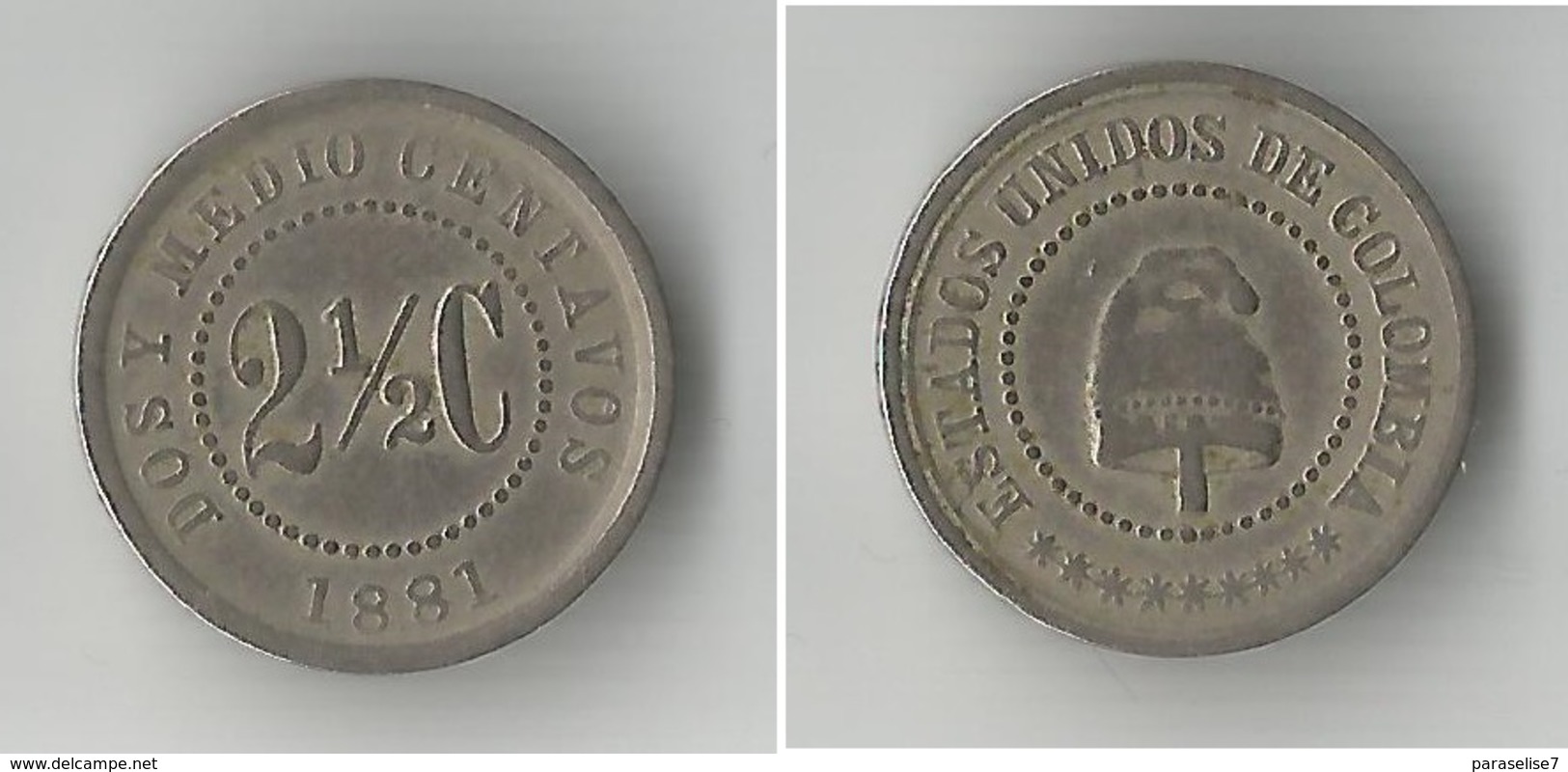 COLOMBIE 2.5 CENT 1881 - Colombie