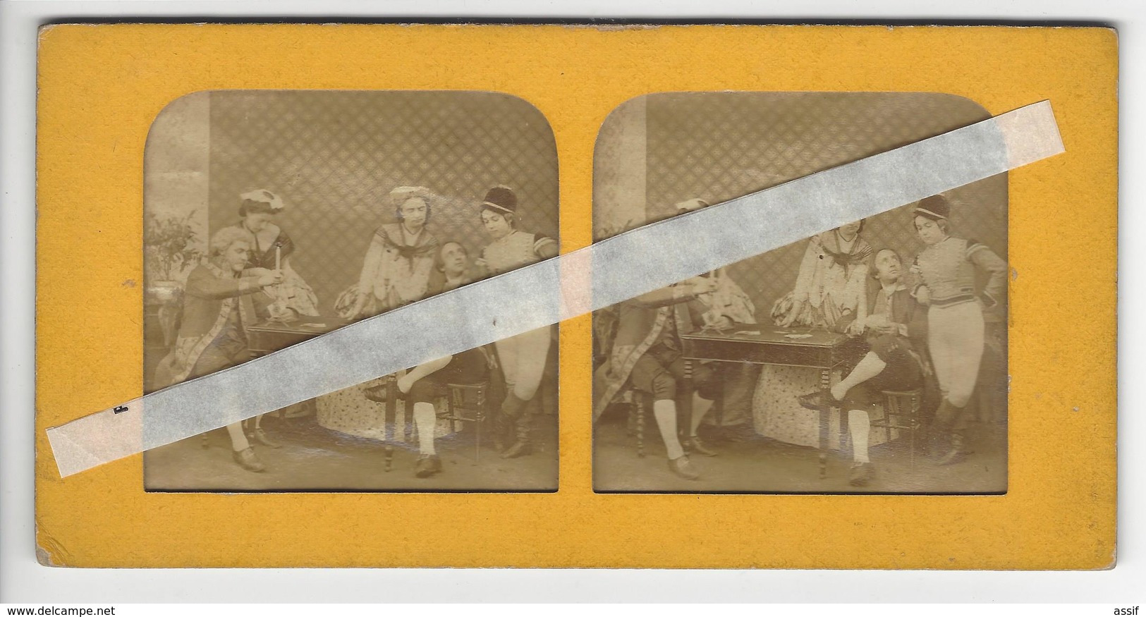 PHOTO STEREO Circa 1865 LE JEU DE CARTES THE CARD GAME /FREE SHIPPING R - Photos Stéréoscopiques