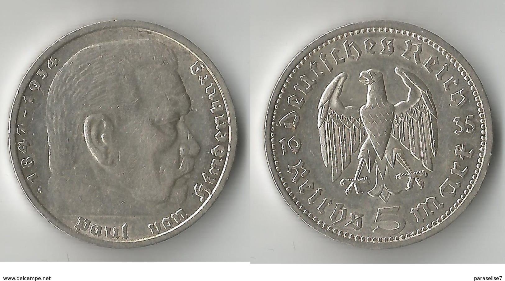 ALLEMAGNE 5 MARK 1935   ARGENT - 5 Reichsmark