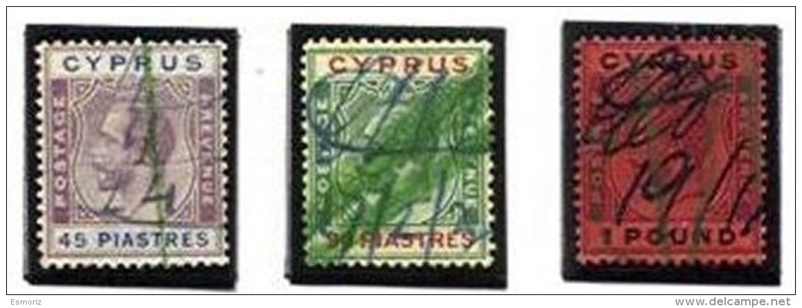 CYPRUS, Classics, Yv 102/03, 105, Used, F/VF, Cat. &euro; 690 - Zypern (...-1960)