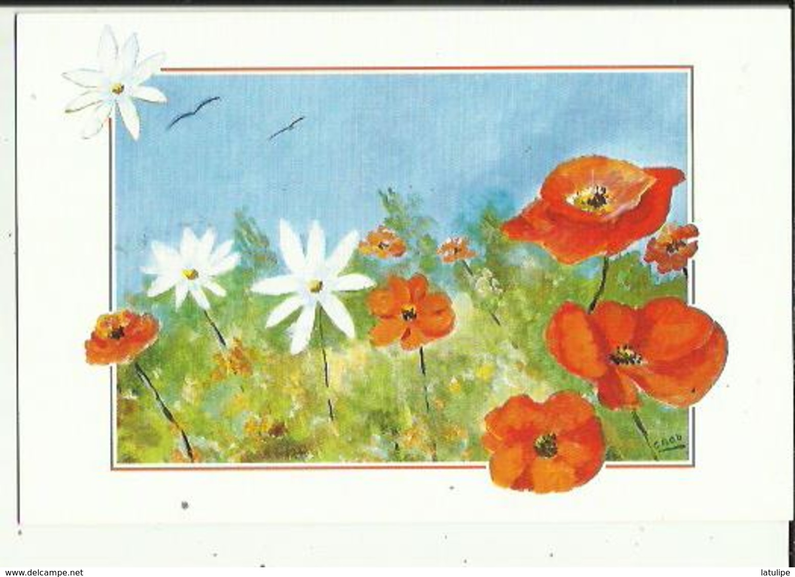 Carte  Depliante  De   ( Neuve ) Fleurs Champetre ) De Nicole Grab -repro Peinte A La Bouche - Autres & Non Classés