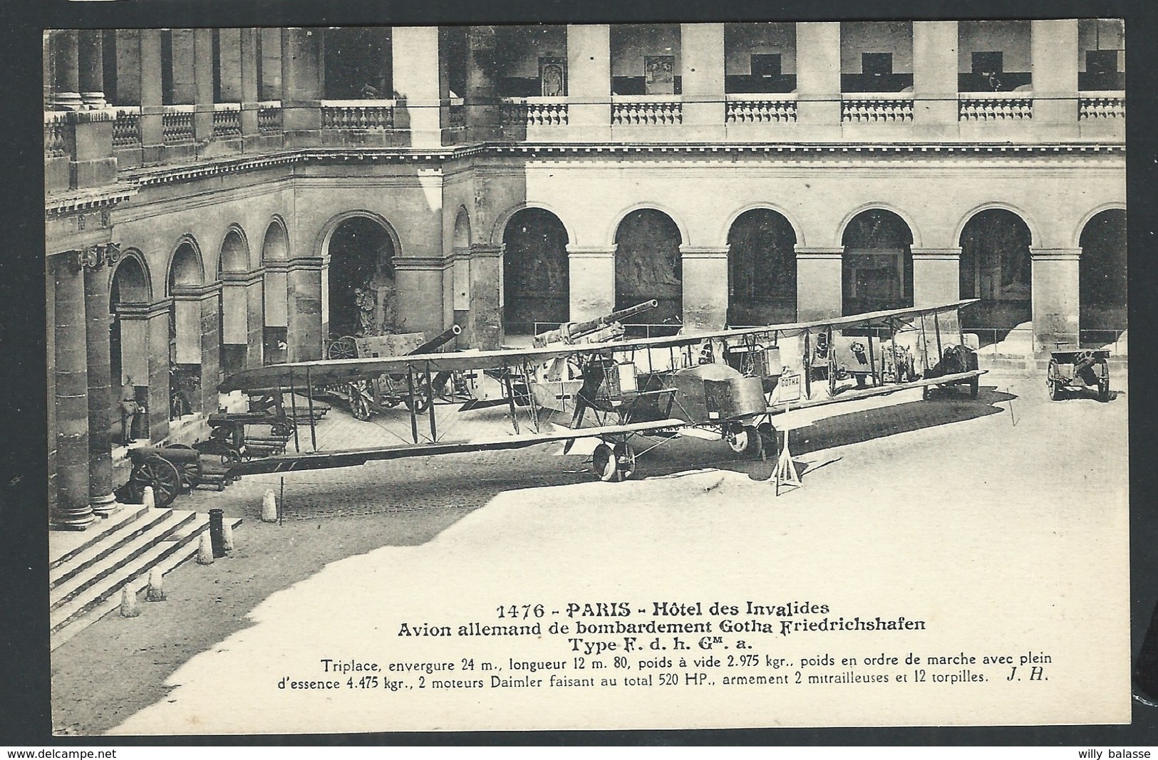 +++ CPA - Avion Aviation Guerre - Paris - Hôtel Des Invalides - Avion Allemand De Bombardement Gotha Friedrichshafen  // - Autres & Non Classés