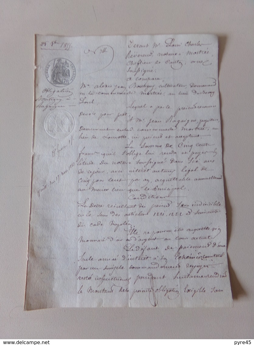 Acte Notarié Du 28 Août 1855 ?? à Mortrée Dans L'Orne Reconnaissance De Dettes ?? - Manuscrits