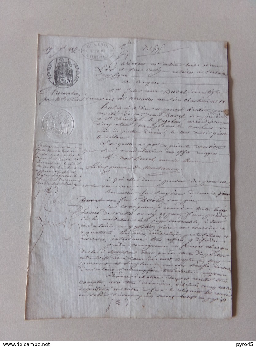 Acte Notarié Du 19 Juillet 1855 ?? à Versailles , Procuration - Manuscrits