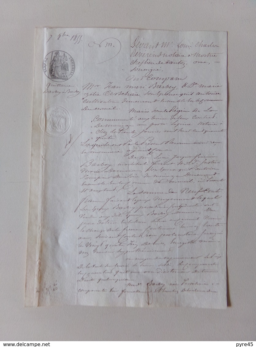 Acte Notarié Du 8 Octobre 1855 ?? à Mortrée Dans L'Orne , Quittance - Manuscrits