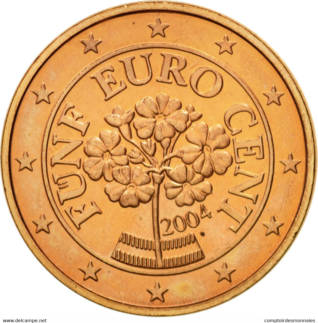 Autriche, 5 Euro Cent, 2004, SUP+, Copper Plated Steel, KM:3084 - Autriche