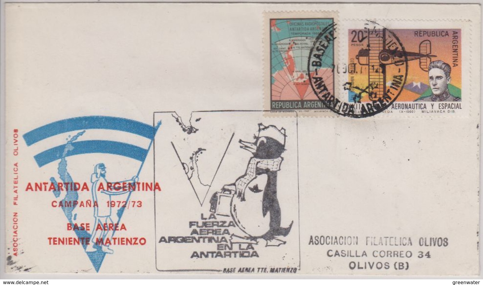 Argentina 1972 Base Aerea Teniente Matienzo  Ca 20 Oct 72 Cover (40082) - Andere & Zonder Classificatie