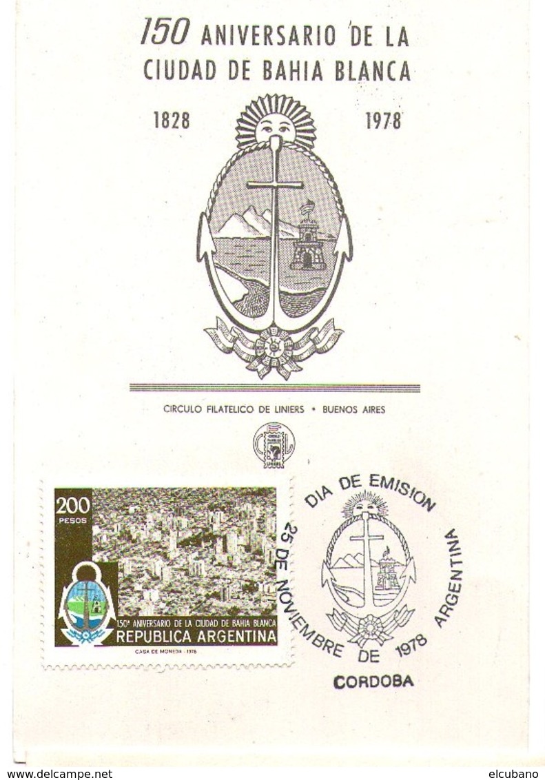 Argentina FDC Bahia Blanca 150 Anniversario Fondazione - FDC