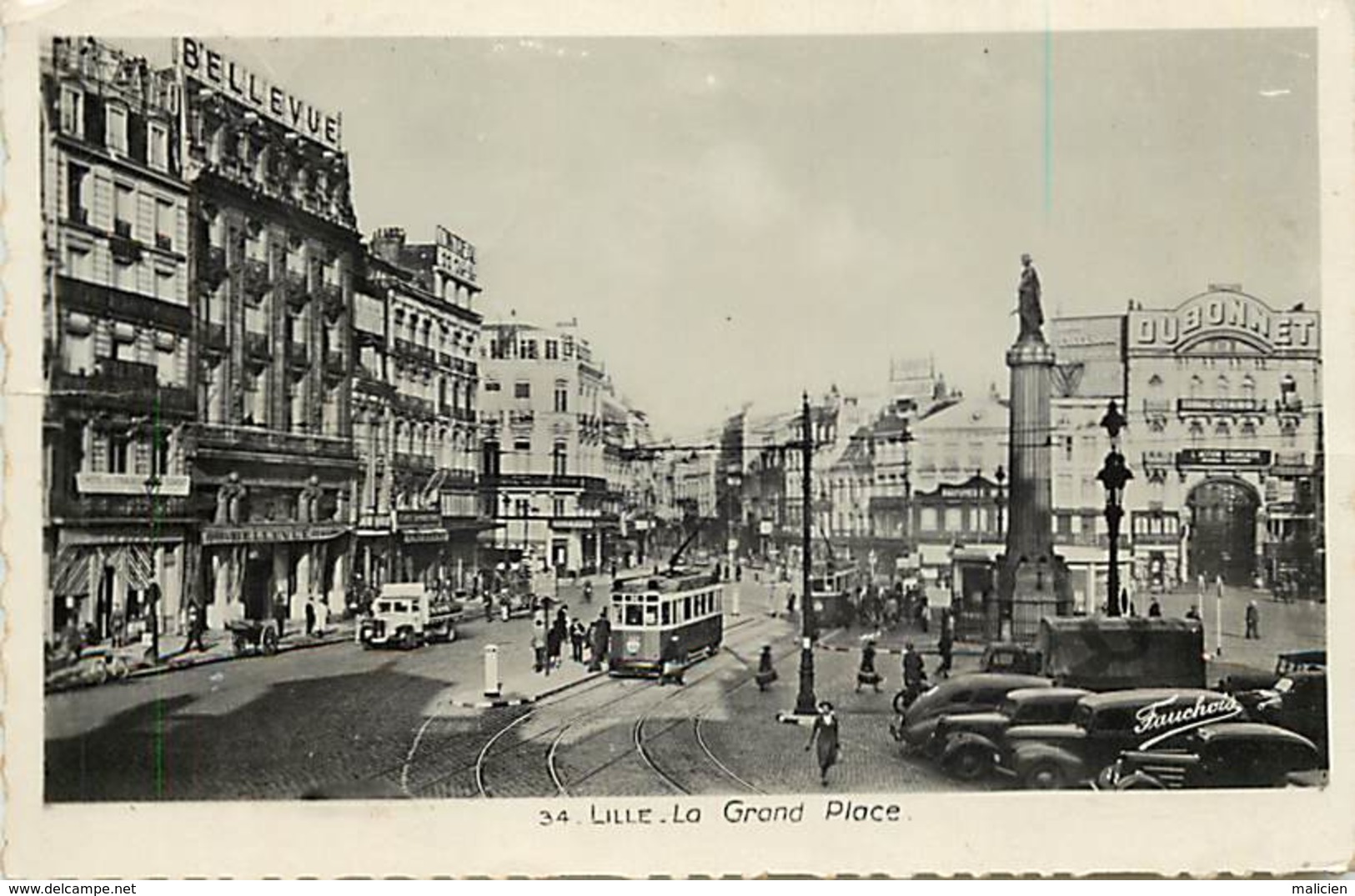 - Dpts Div.-ref-AB869- Nord - Lille - La Grand Place - Hotel De Strasbourg - Cafe - Felix Potin - Publicites - Tramways - Lille