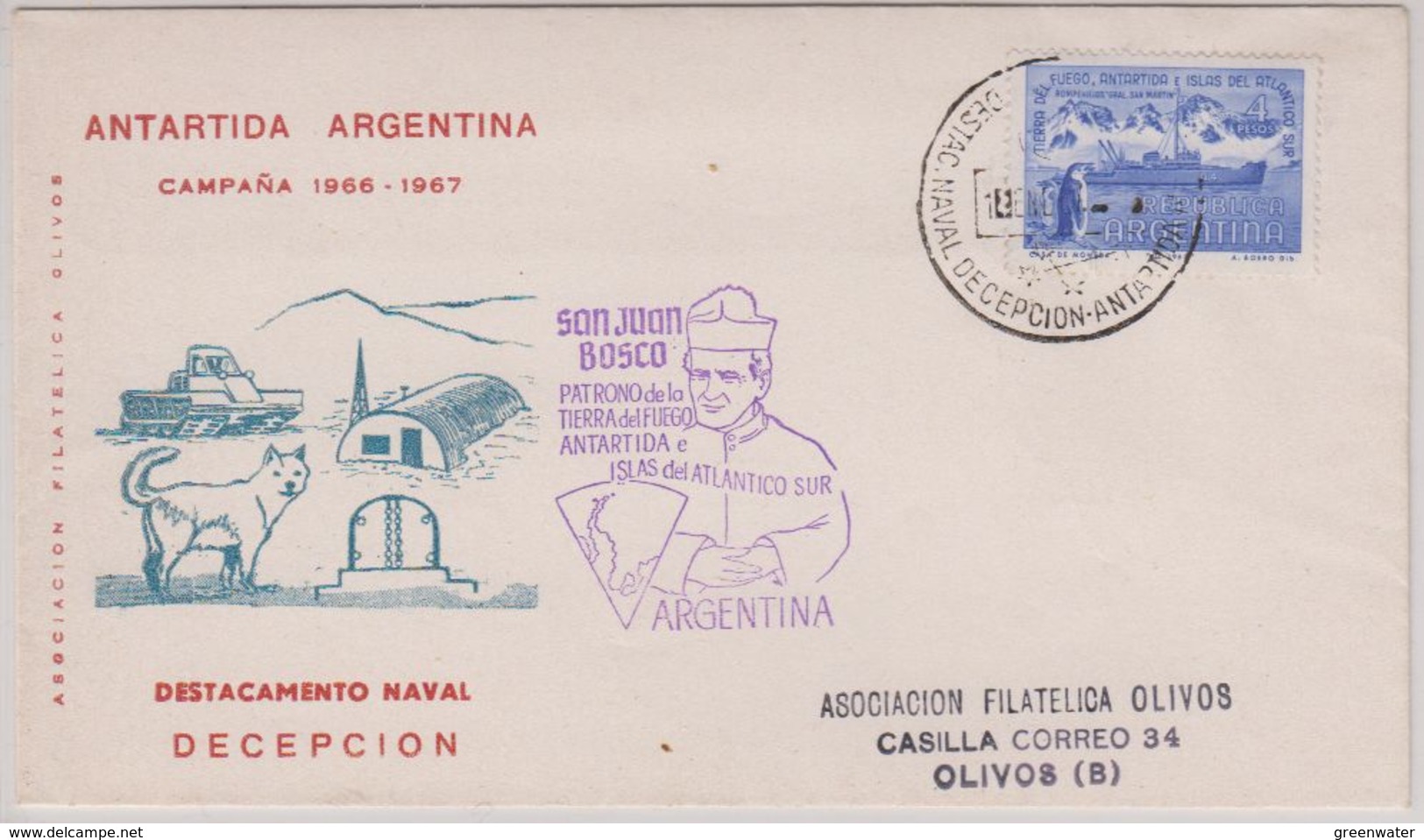 Argentina 1967 Antarctica Base  Destacamento Naval Decepcion Ca 1-1-67 Cover (40085) - Andere & Zonder Classificatie