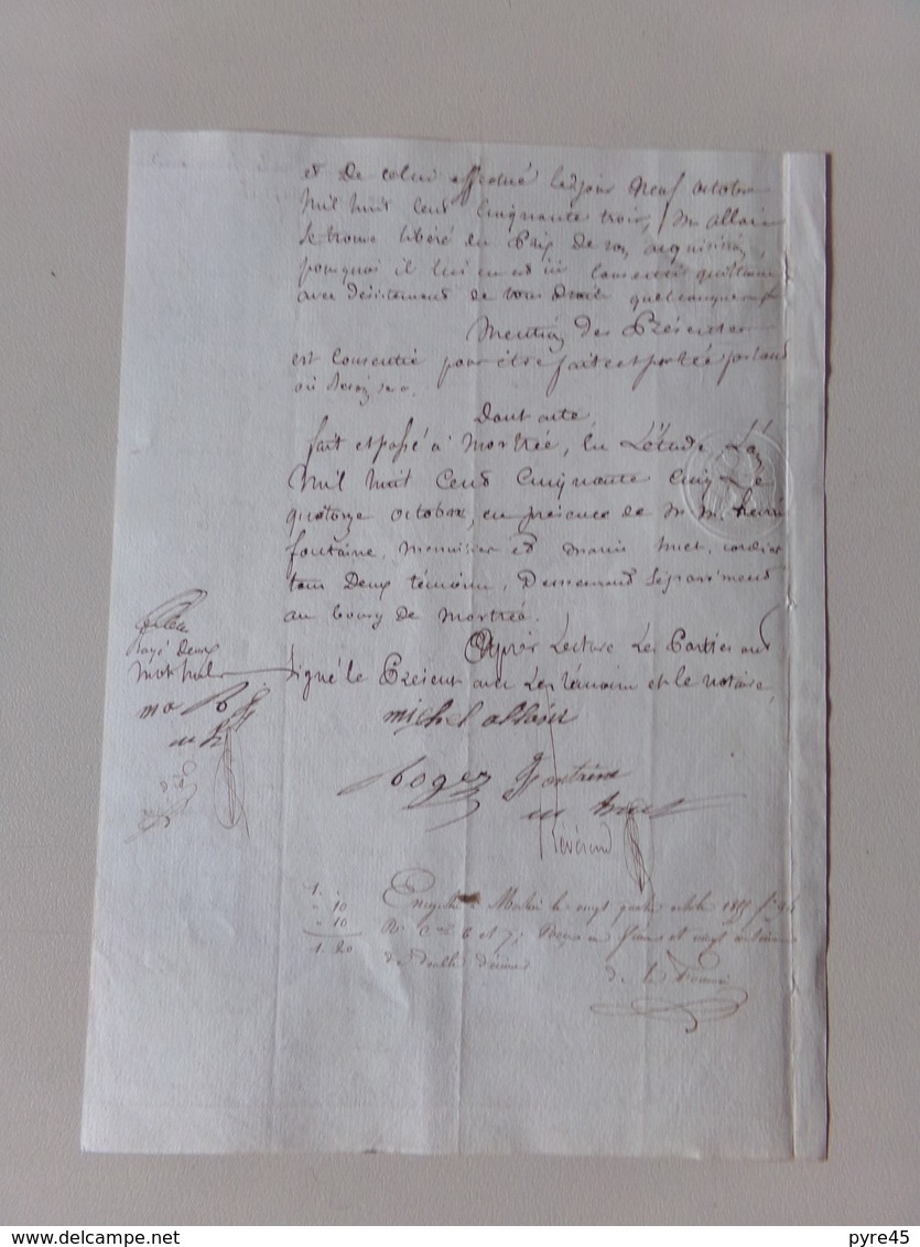 Acte Notarié Du 14 Octobre 1855 ?? à Mortrée Dans L'Orne , Quittance - Manuscrits