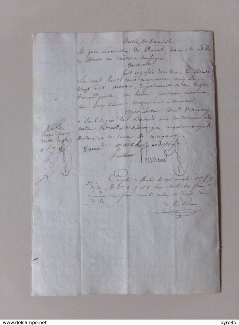 Acte Notarié Du 28 Octobre 1855 ?? à Mortrée Dans L'Orne , Vente - Manuscrits