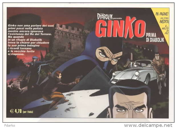 Cartolina #11 Del Il Grande Diabolik  Ginko Prima Di Diabolik EMA Specimen 1° Rossa - Bandes Dessinées