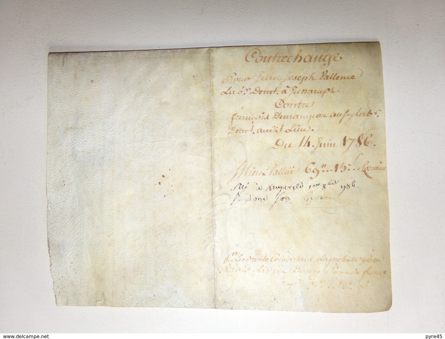 Acte Notarié Sur Peau De Porc Ou Chèvre Du 14 Juin 1786 En Lorraine ?? Contrechange - Manuscrits