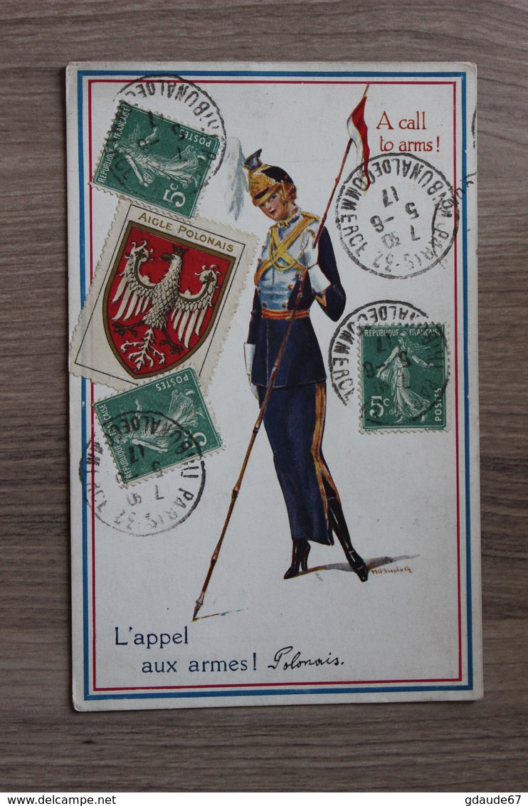 VIGNETTE AIGLE POLONAIS - CPA PATRIOTIQUE "L'APPEL AUX ARMES" - ILLUSTRATEUR - War 1914-18