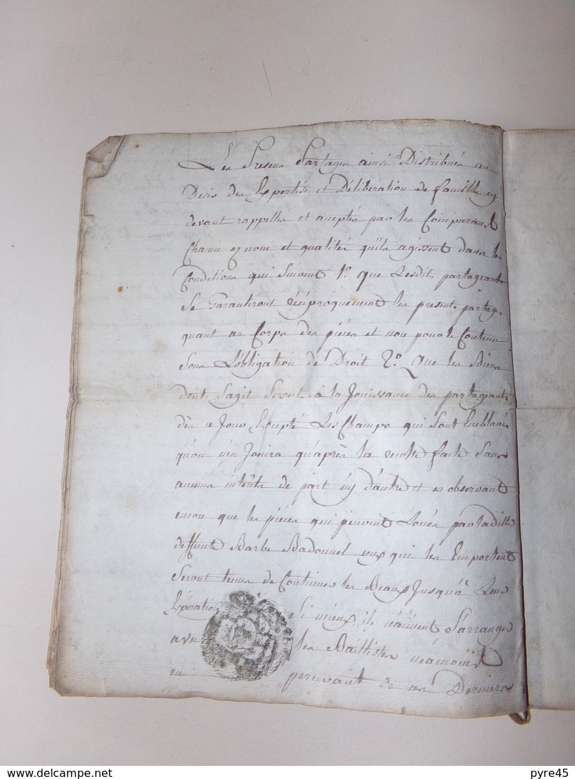 Acte notarié du 11 mars 1793 en Lorraine , partage