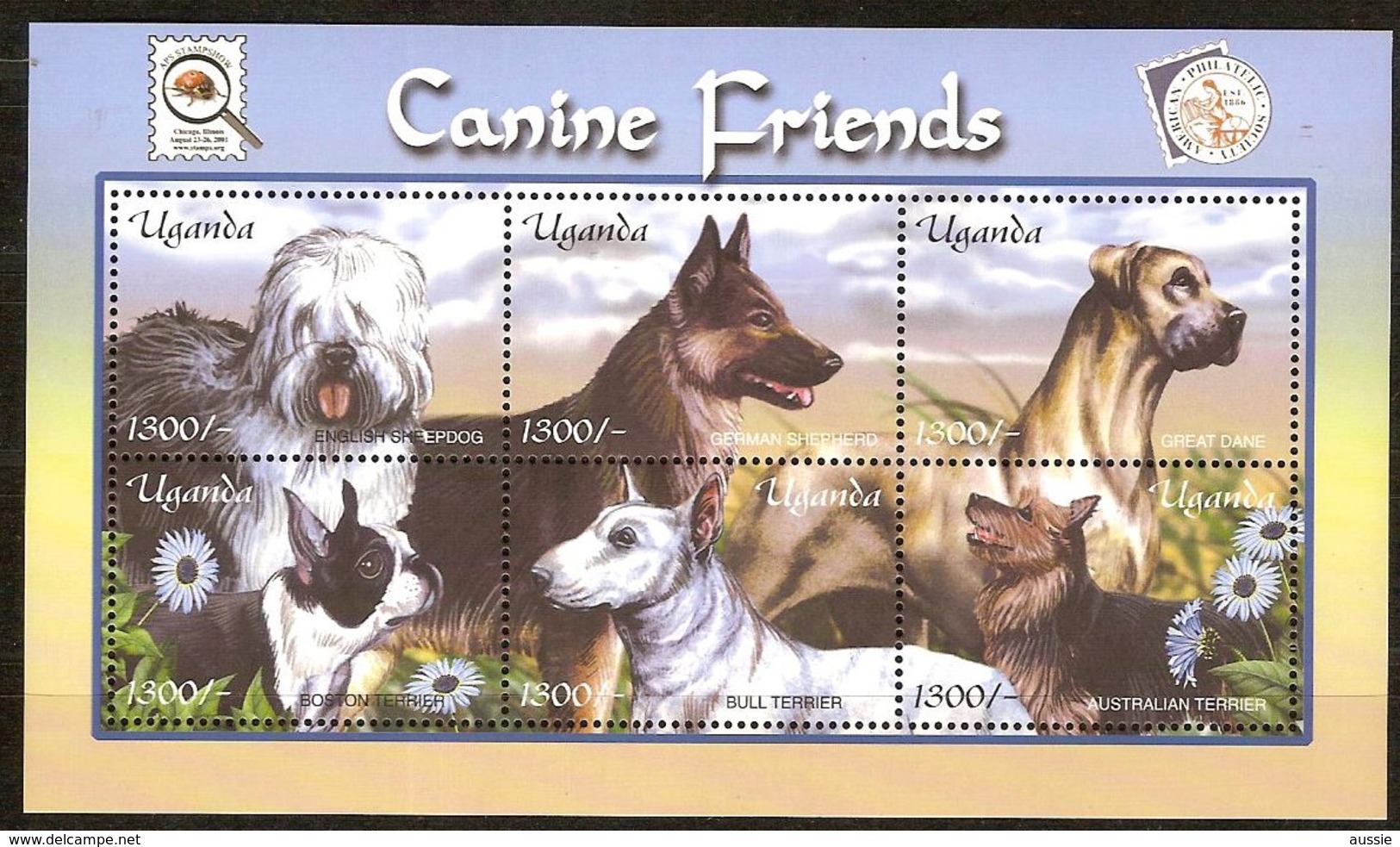 Ouganda Uganda Oeganda 2001 Yvertn° 2002-2007 *** MNH Cote 21 Euro Faune Chiens Honden Dogs - Uganda (1962-...)