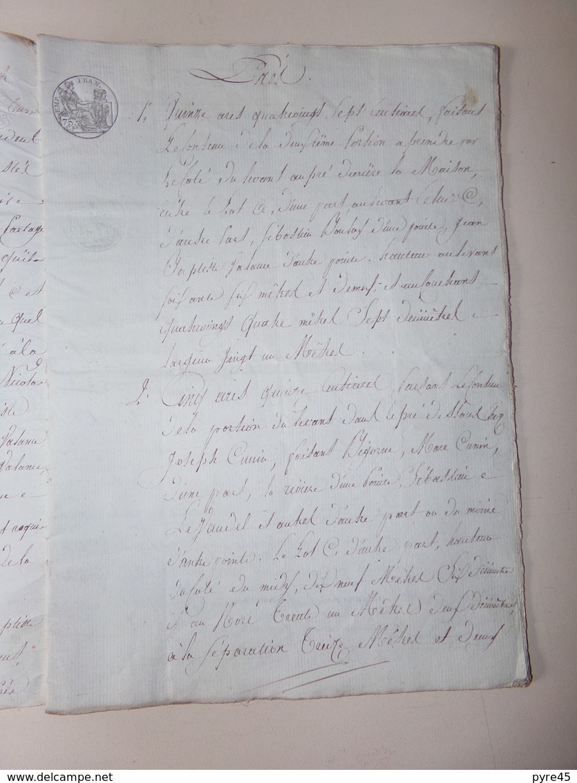 Acte Notarié Du 9 Octobre 1809 à Jussarupt , Vosges, Partage - Manuscrits