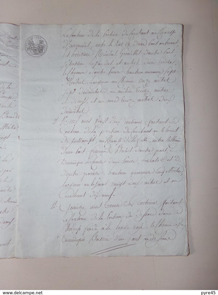 Acte notarié du 9 octobre 1809 à Jussarupt , Vosges, partage