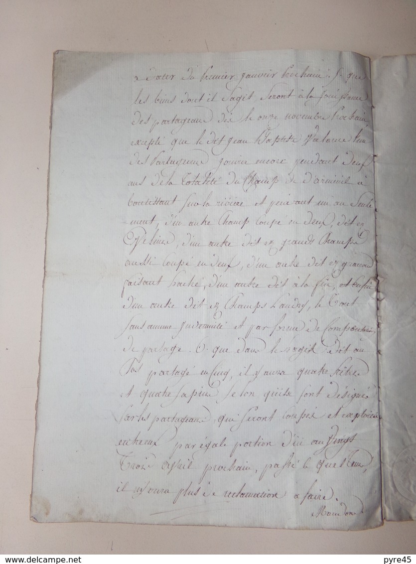 Acte notarié du 9 octobre 1809 à Jussarupt , Vosges, partage