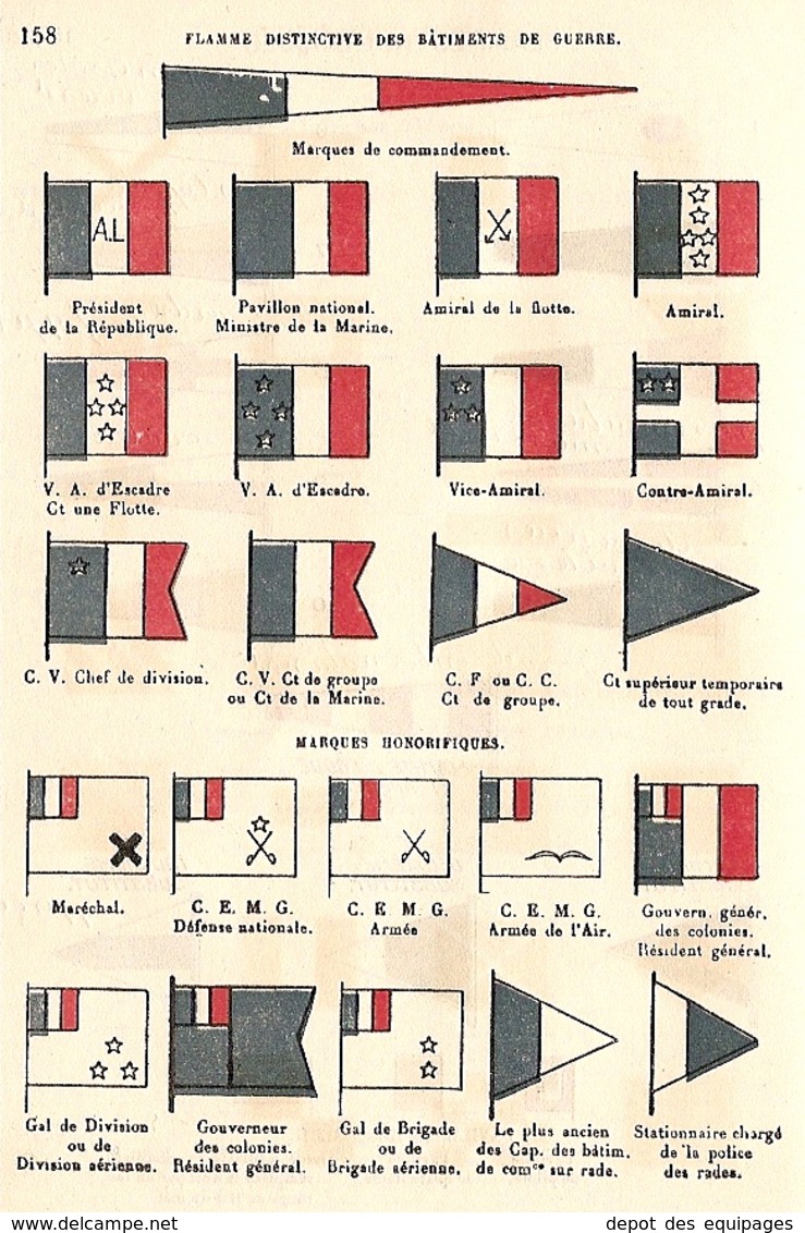 PAVILLON FRANCE MARINE NATIONALE CAPITAINE de VAISSEAU CHEF de DIVISION CVD  - taille 5