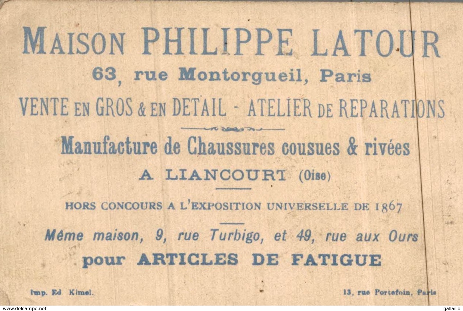 CHROMO MAISON PHILIPPE LATOUR TIMBRE ANGLAIS - Autres & Non Classés