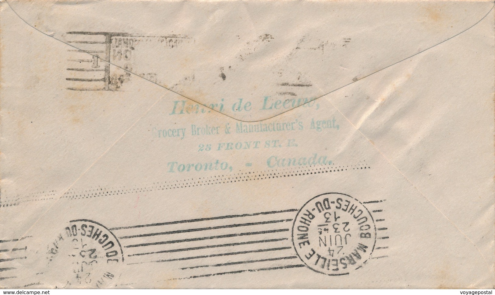 Lettre Five Cent Toronto Exhibition Pour La France Redistribué - Brieven En Documenten