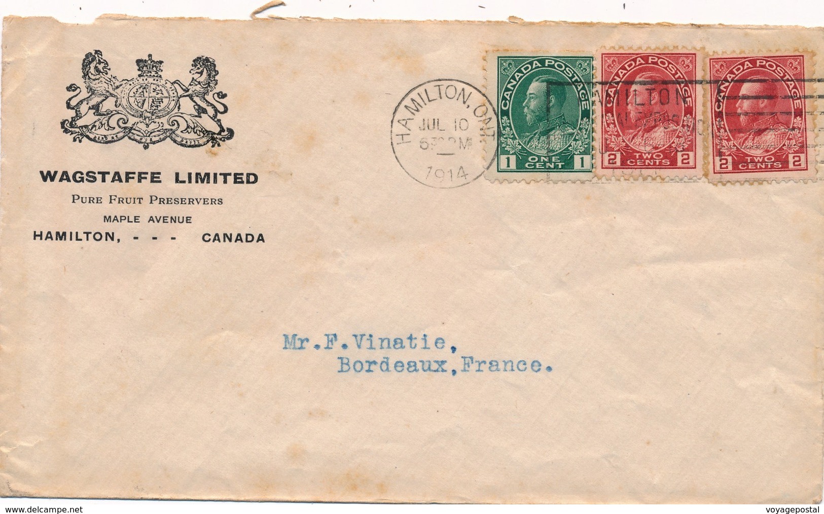 Lettre Canada Hamilton Pour La France Cover - Covers & Documents