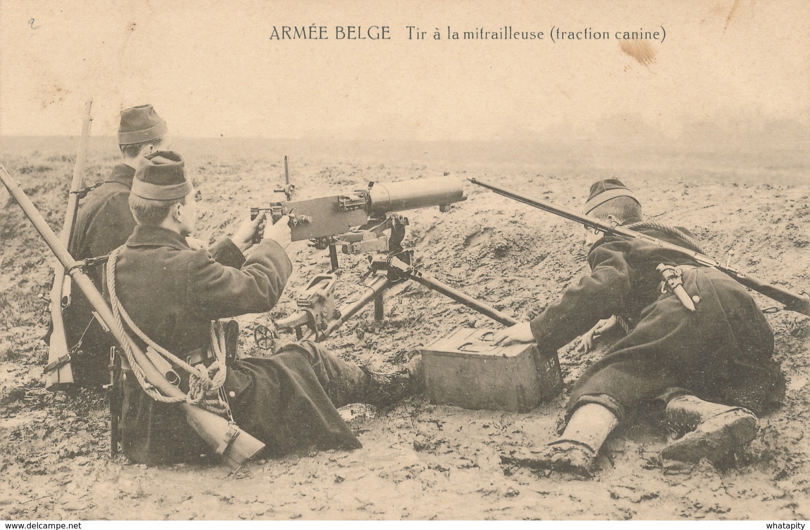 076/27 - Carte-Vue MILITARIA -  Armée Belge Tir à La Mitrailleuse - Verso Publicité Vetements Au Mineur à CHARLEROI - Sonstige & Ohne Zuordnung