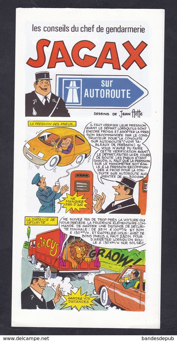 Depliant Les Conseils Du Chef De Gendarmerie Sagax Sur Autoroute Gendarme Securite Routiere Jean Ache ( Pat Apouf ) - Advertisement