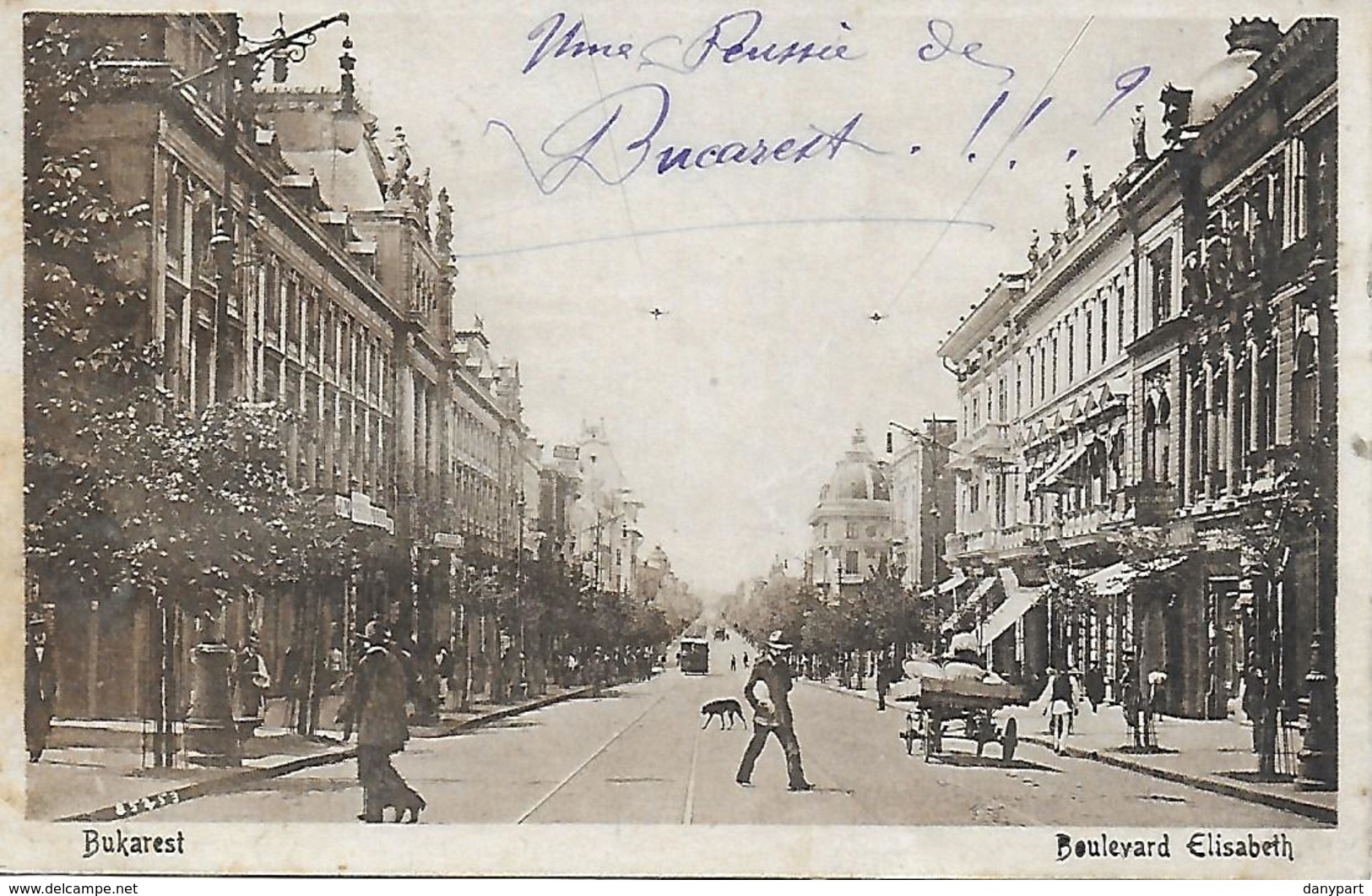 Romania - Roumanie - BUCAREST - BUKAREST - BOULEVARD ELISABETH ANIME 1919 - Roumanie