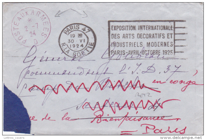 1924 Cachet ROUGE "Poste Aux Armées D"  CAMP DE BITCHE  METZ Moselle Sur Lettre Franchise FM Réadressée - Military Postmarks From 1900 (out Of Wars Periods)