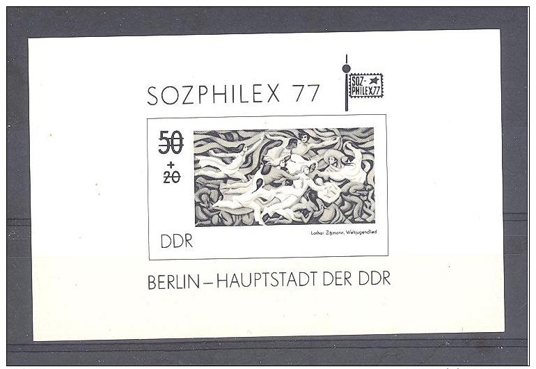 DDR  1977  Michel #  Block 48 S   **  Schwarzdruck Sozphilex 77 - Autres & Non Classés