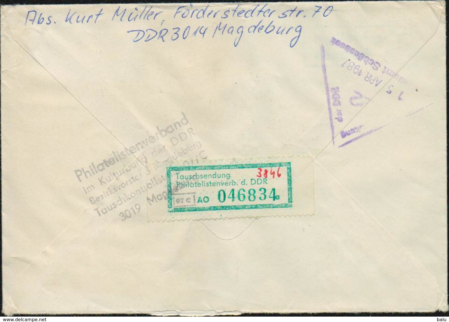 DDR R-Brief Michel 1127, 1140, 1289, 2358, 2545, 2675 Einschreiben, 2 Bilder, Tauschsendung Philatelistenverband - Briefe U. Dokumente