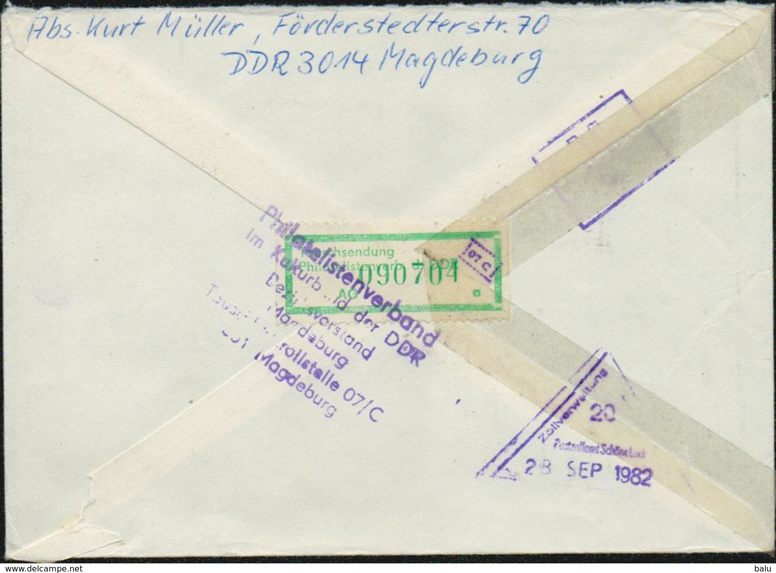 DDR R-Brief Michel 2234, 2602 (x2) Einschreiben, 2 Bilder, Tauschsendung Philatelistenverband, Rubens Leda - Briefe U. Dokumente