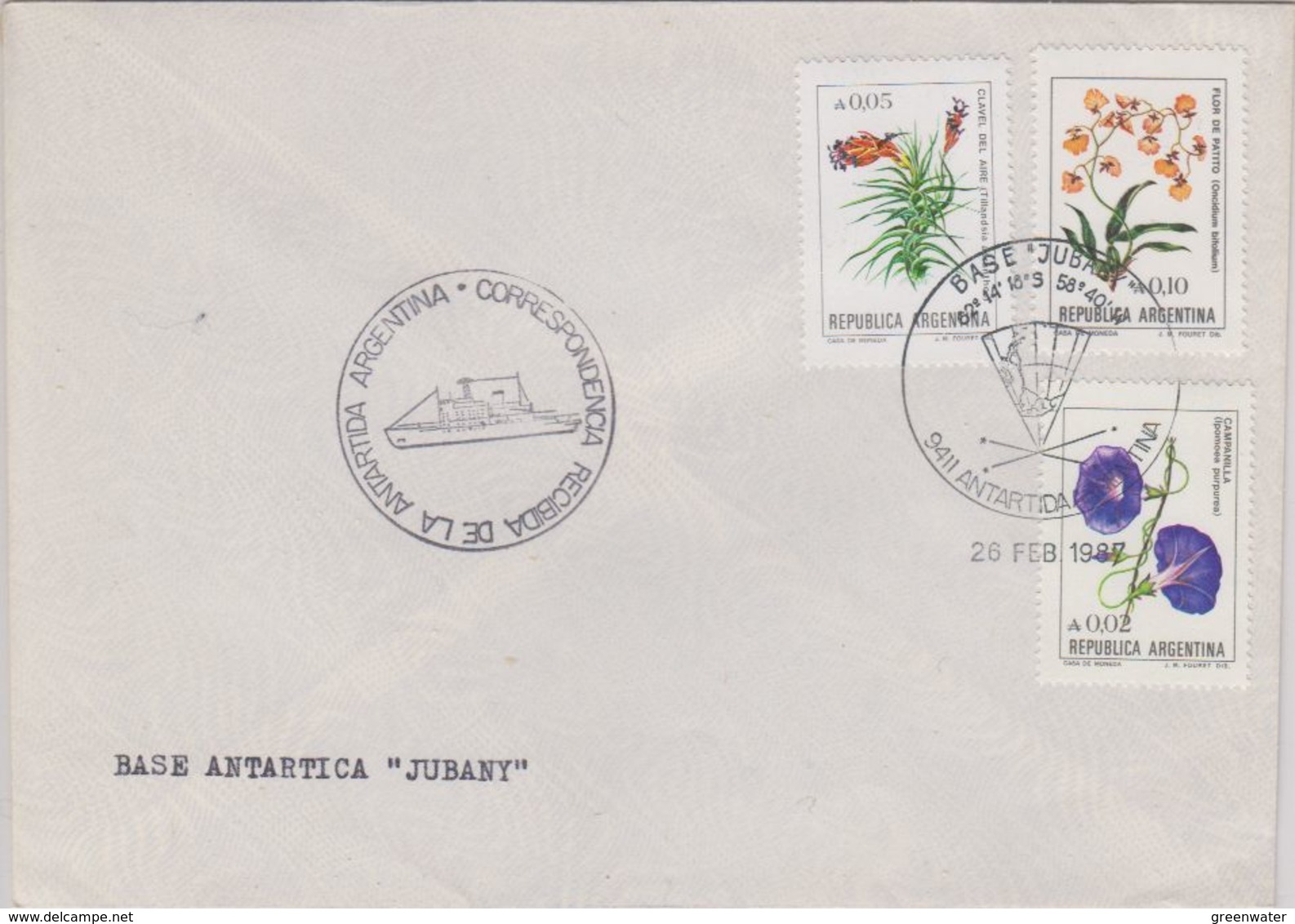 Argentina 1987 Antarctica Base Jubany  Ca 26 Feb 1987 Cover (40094) - Andere & Zonder Classificatie