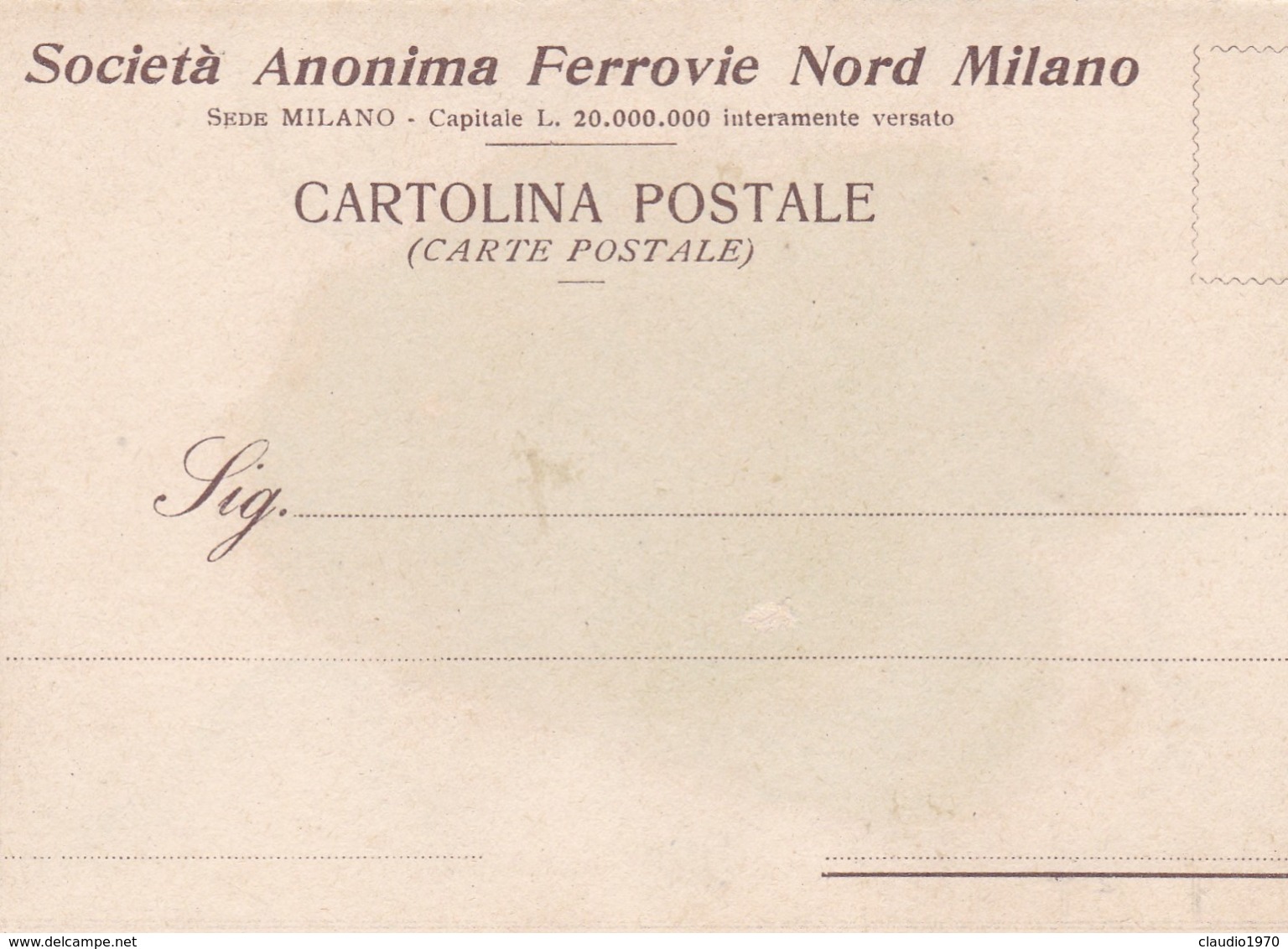 CARTOLINA - POSTCARD - MILANO - SOCIETA' ANONIMA FERROVIE NOR MILANO - Milano (Milan)