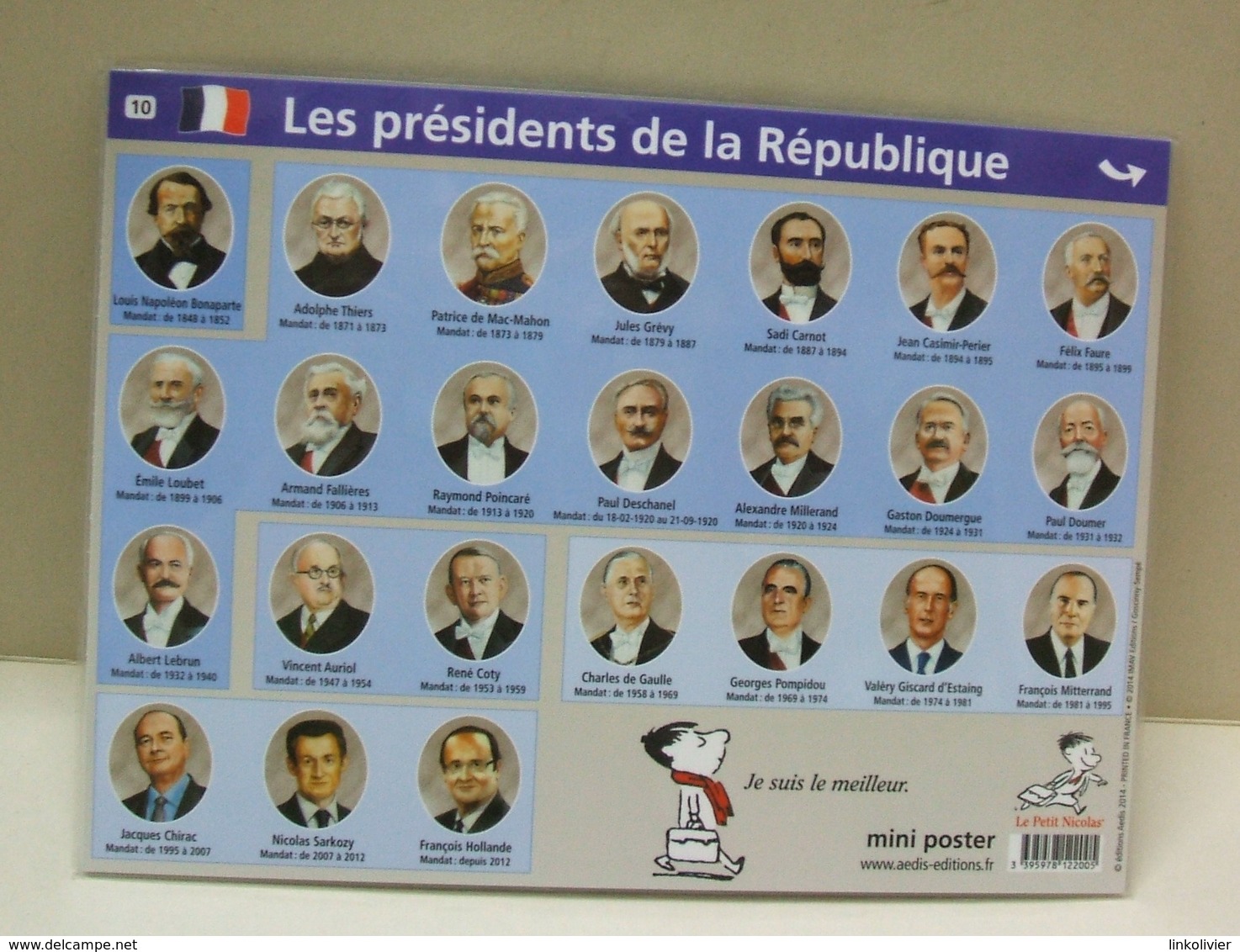 Les ROIS De FRANCE, Les PRESIDENTS De La REPUBLIQUE Fiche Plastifiée N°10 Aedis 2014 - History