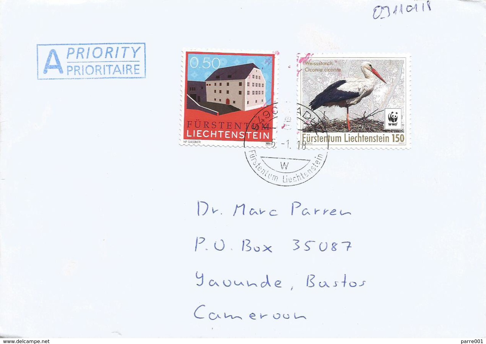 Liechtenstein 2018 Vaduz WWF Storch Cigogne Stork House Cover - Lettres & Documents