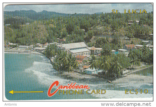 ST. LUCIA ISL.(GPT) -  Coastline(no Logo), CN : 7CSLA/B(Ms, Normal 0), Tirage 30000, Used - St. Lucia