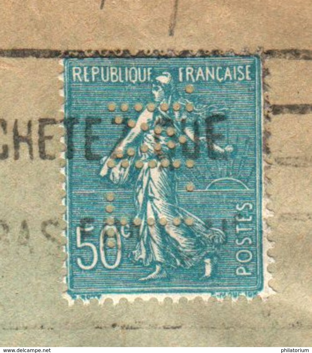 France Teinturerie Clément Marot Perforé T.M. 18 5 1938 Troyes Sur Type Semeuse (perfin) - Autres & Non Classés