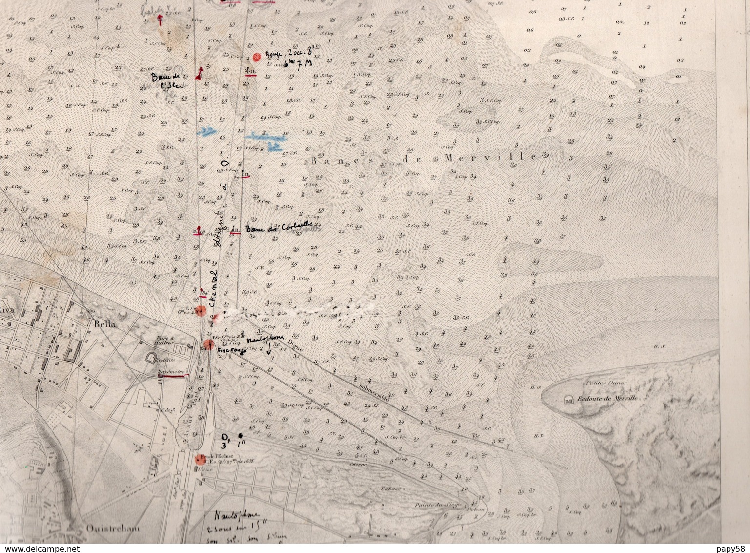 Cartes Marines Service Hydrographie De La Marine 1880 De La Rade De Caen Et De L Entrée De L Orne édition 1908 - Cartes Marines